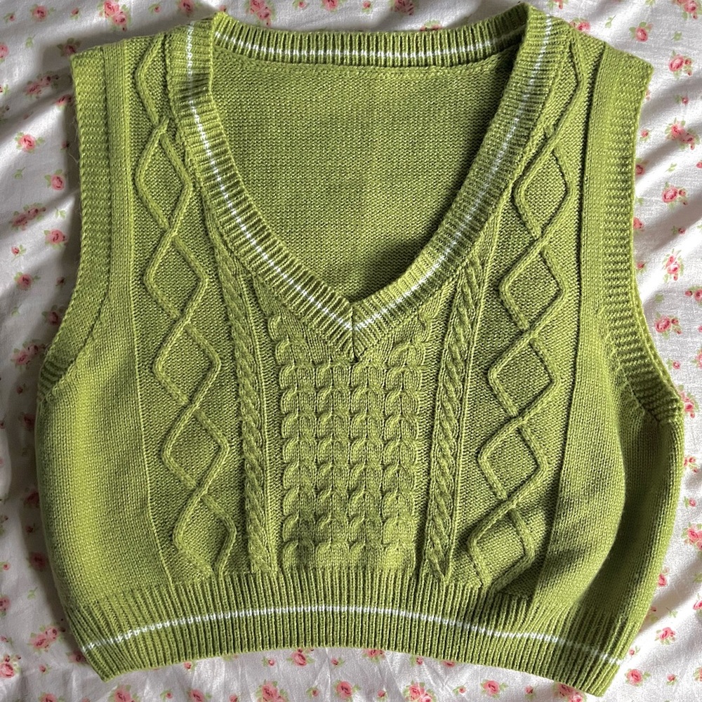 green sweater vest